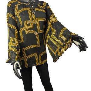 Cato Black and Yellow Patterned Blouse
